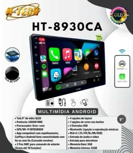 MULTIMIDIA ANDROID DE 9 3 GDE RAM E 32 DE MEMORIA