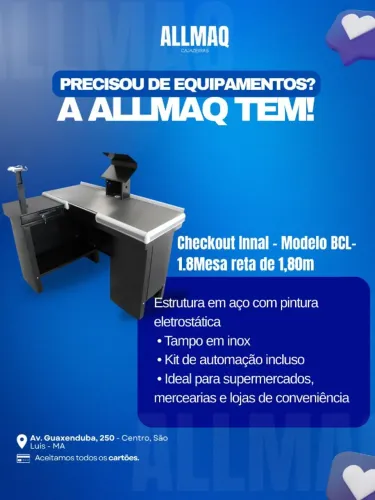 CHECKOUT INNAL 1,80 MESA RETA BCL-1.8 COM KIT AUTOMAÇÃO