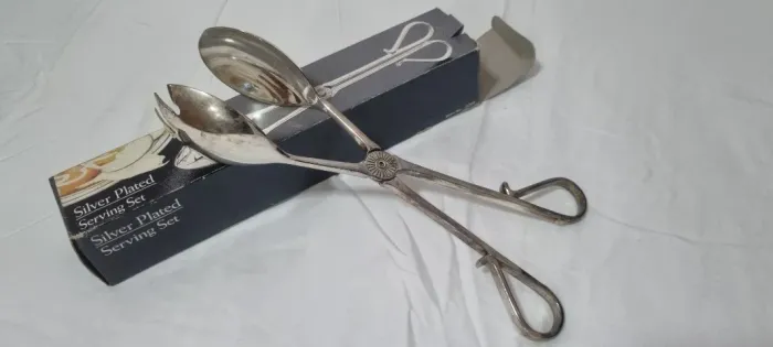 Pinça de salada para Servir Banhado a Prata