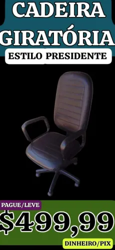 Cadeira Giratória Presidente - Couro - R$ 499,99