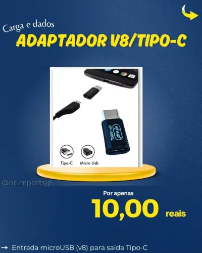 Adaptador V8(microUSB) para TIPO-C