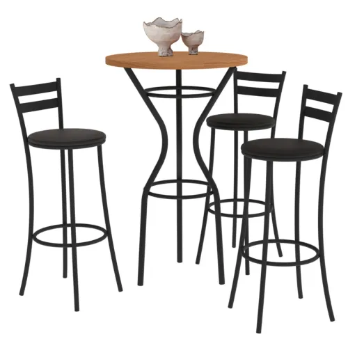 Mesa Bistrô Industrial com 3 Banquetas tt87