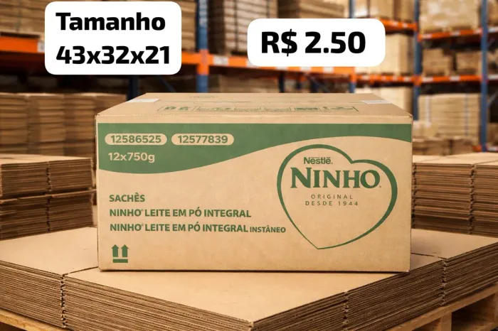 Caixa de papelao tamanho 43x32x21