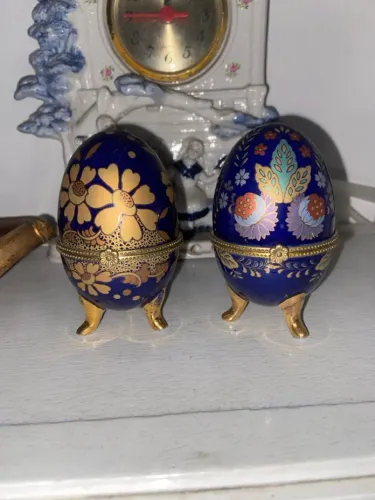 2 unid ovo porcelana - abrigo porta joias 9 cm
