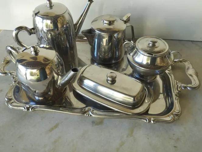 Conjunto de Chá/Café com Bandeja Inox 
