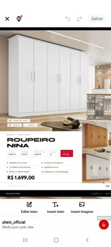 Guarda roupa casal Nina! Com muito espaço 