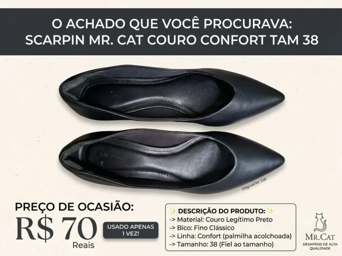 Scarpin Mr Cat preto 38 usado 1 vez