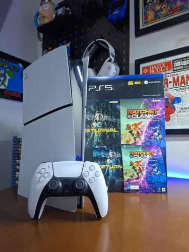 PS5 Slim Digital 1TB + Caixa + 2 Jogos | Completo
