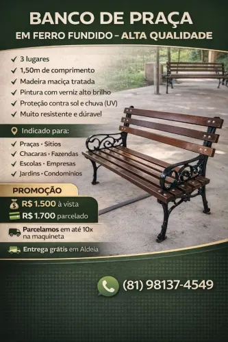 Banco de praça e jardim madeira 