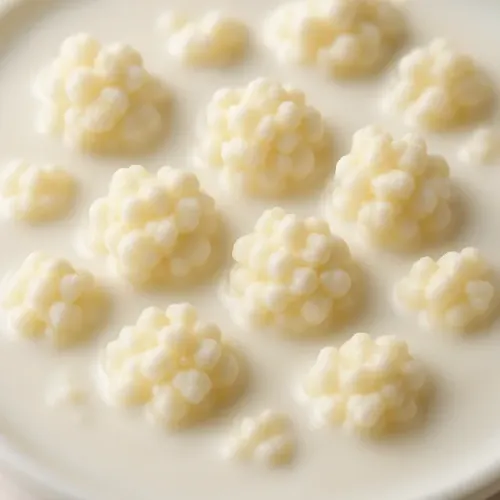 Grãos de kefir de leite frescos