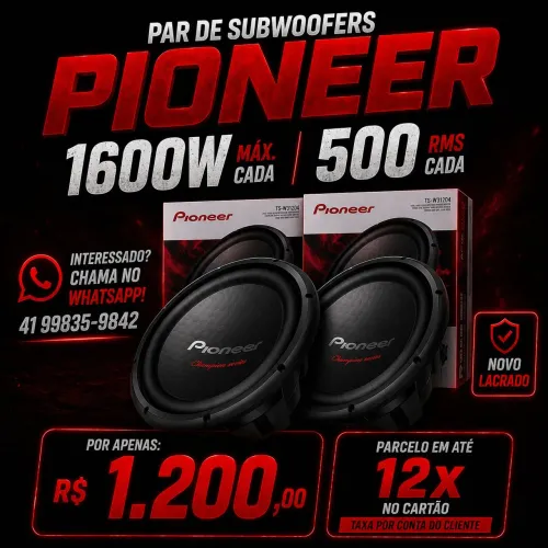 VENDO PAR DE SUBWOOFER PIONEER TS-W312D4 500 RMS, NOVO!!!