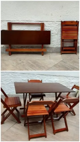 Conjunto de mesa e cadeiras dobráveis