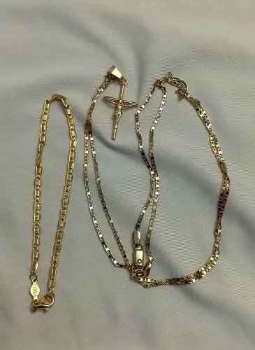 3 em 1 cordão, pingente e pulseira banhando a ouro 18k