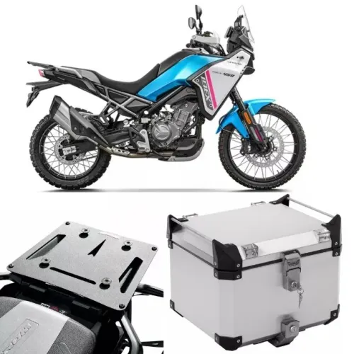 Achadinho da Shopee! Baú Top Case 43L Escovado Bráz - Com Base para CF Moto Ibex 450