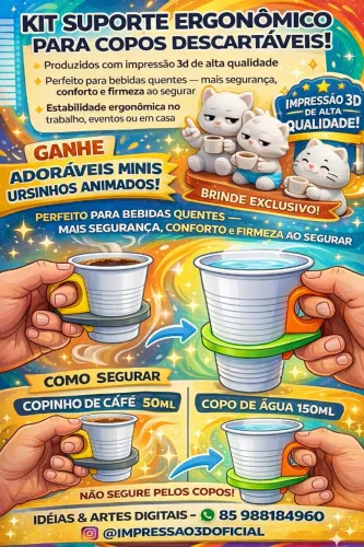 KIT SUPORTE PARA COPOS DESCARTÁVEIS - MAIS CONFORTO NO SEU DIA A DIA! ?