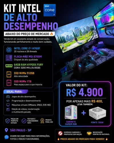 PC KIT INTEL DE ALTO DESEMPENHO - ABAIXO DO PREÇO DE MERCADO