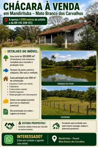 Chácara próximo da BR 116 areia branca dos Assis mandirituba