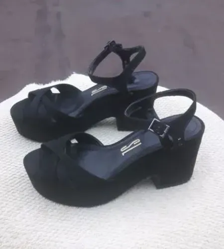 sandália santa lolla anabela preta 37