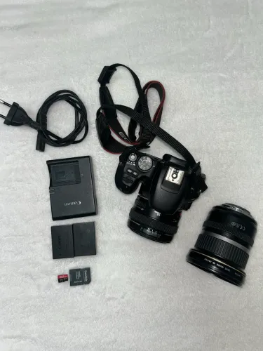 Canon SL2 + lente EF 50mm f/1.4 + lente EF-S 10-22 + Acessórios 