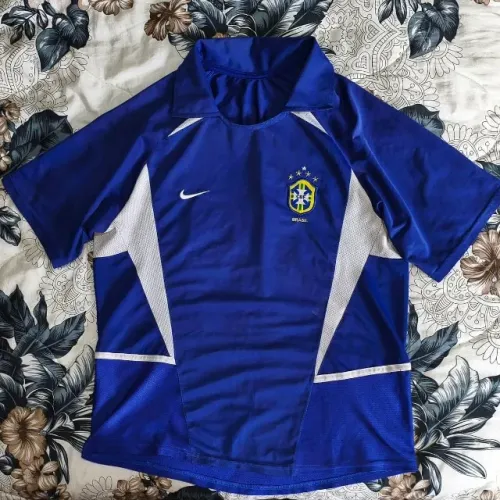 camisa original 2002 cbf seleção brasileira azul tamanho p 2003 nike drastosa