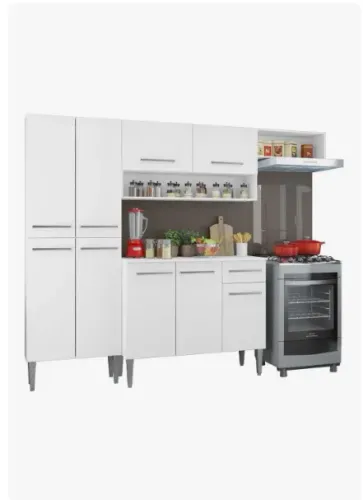 Cozinha Compacta Madesa Emilly Top com Armário e Balcão BRANCA