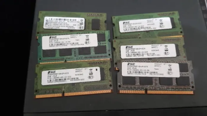Lote 6 Memórias Ddr3 Smart 2gb Pc3 10600s Notebook