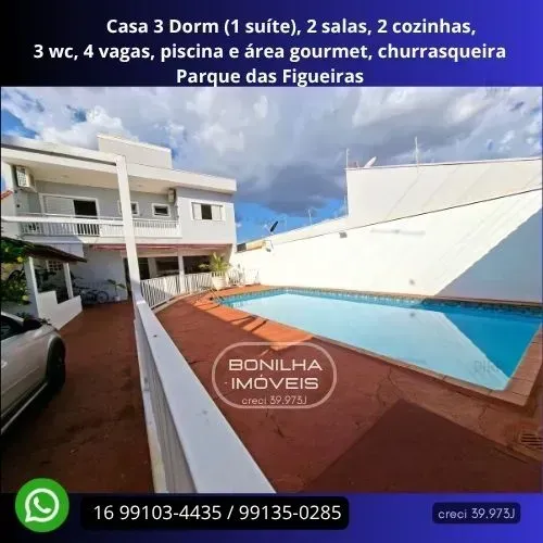 CASA SOBRADO À VENDA COM 3 DORM, ÁREA GOURMET, PISCINA NO PARQUE DAS FIGUEIRAS