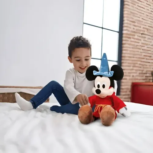 (Novo) Brinquedo Pelúcia Mickey Mago Feiticeiro Com Luz E Som 40cm Multikids Vermelho