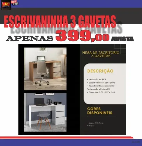 MESA DE ESCRITORIO 3 GAVETAS