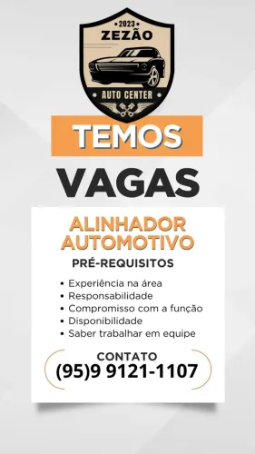 Temos vagas para mecânico e alinhador automotivo 