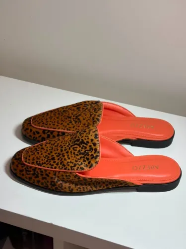 Mule Rasteira Arezzo Animal Print Onça Nova - Tam 36