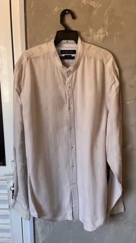camisa zara man slim fit bege