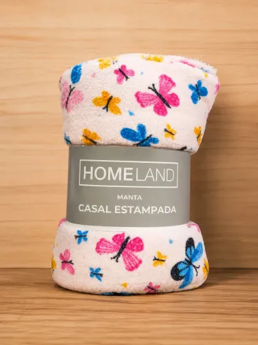 Manta Casal Estampada Borboletas Ultra Macia Aconchegante Homeland