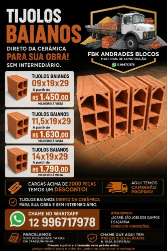 TIJOLOS BAIANOS DIRETO DE FÁBRICA
