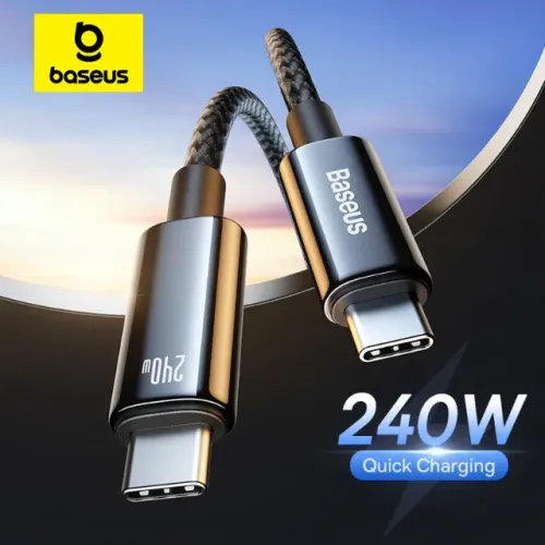 Cabo USB-C Baseus 240W PD 3.1 Turbo Carregamento Rápido E-Marker Nylon