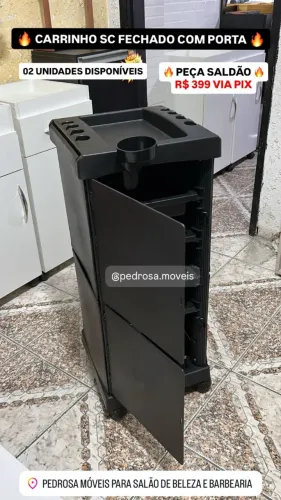 Carrinho Auxiliar para Cabeleireiros Fechado com Porta para Salão de Beleza Barbearia
