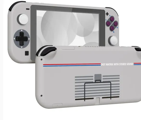 Nintendo Switch Lite Carcaca 8 Bits 1989 Mod Cinza Branco Pronta Entrega