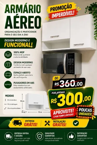 Armário aéreo 100% MDF