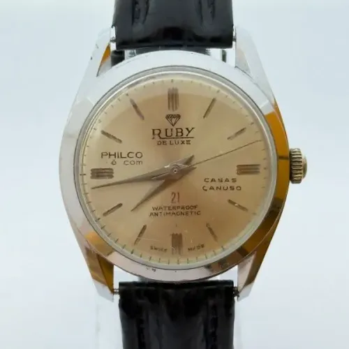 Relógio Suíço Ruby Funcionando - Edição Rara Philco & Casas Canuso - Vintage Anos 60/70