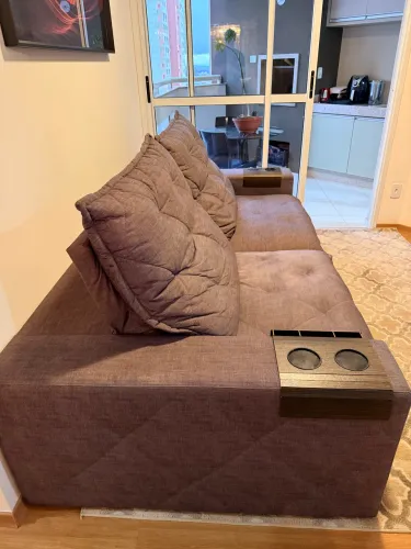 Sofá Retrátil e Reclinável 2,50 m Cinza - Duas Chaise - Excelente Estado