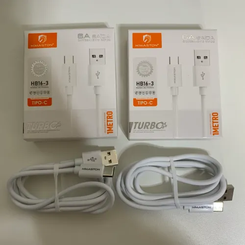 Promoção 2 cabos turbo tipo c de 1 metro HMaston novos e com garantia