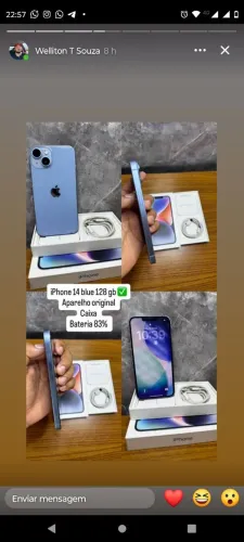 Vendo um iPhone 14 Bleu bem conservado