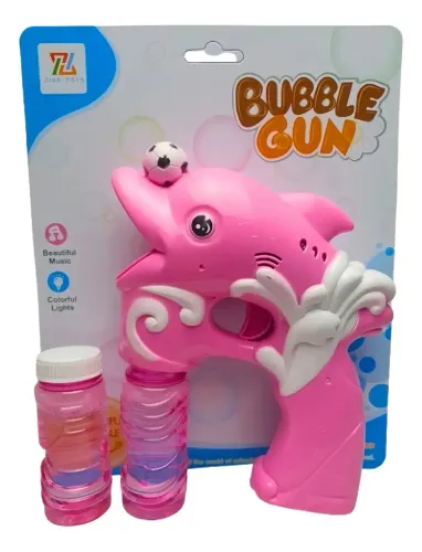 Brinquedo Pistola Lança Bolha Golfinho Rosa Com Som E Luz