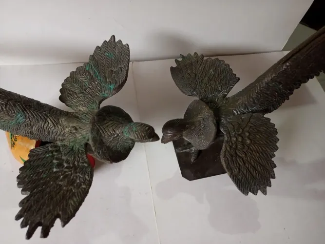 Escultura Casal de Faisão em bronze