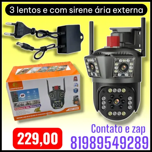 Câmera Ip lente tripla ária Externa e interna