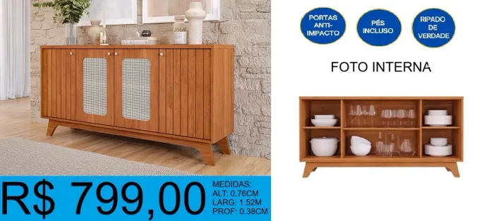 Aparador moderno - entrega e montagem em até 48 horas grátis