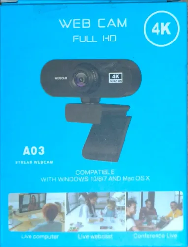 Webcam 4K Full HD para PC C/ microfones com cancelamento de ruído AI duplo