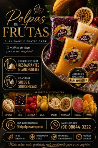 Polpas de frutas artesanais.