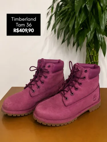 Bota Timberland Rosa Cano Curto Original Tam 36