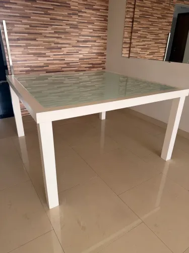 Mesa Jantar Madeira Laqueada Branca